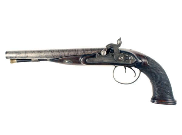 A Double Barrel Percussion Pistol by Hewson - Image 2