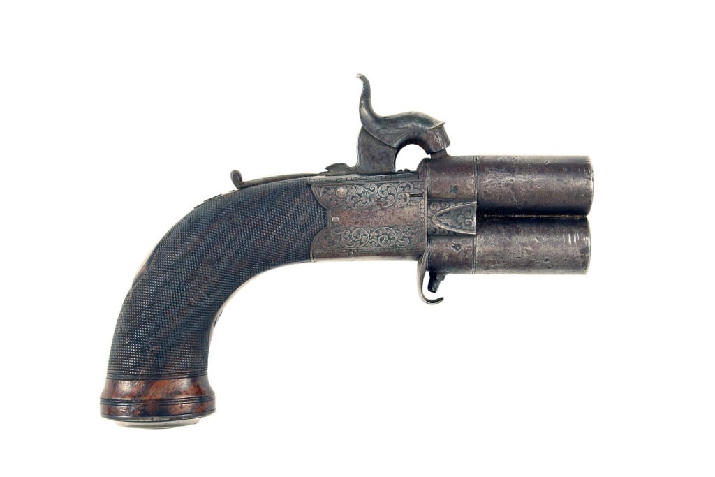 A Large Size Turn Over Percussion Overcoat Pistol by Westley Richards.