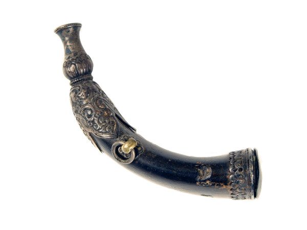 A Silver Mounted Horn Flask.