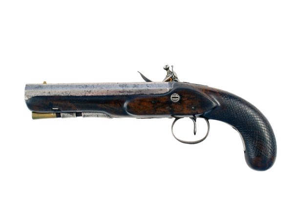 A Flintlock Overcoat Pistol by Mortimer & Son. - Image 3