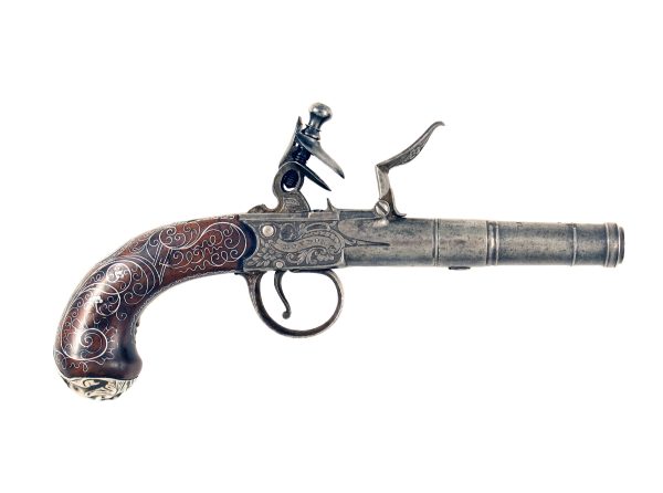 A Silver Inlaid Pocket Pistol by Perry, London. - Image 3