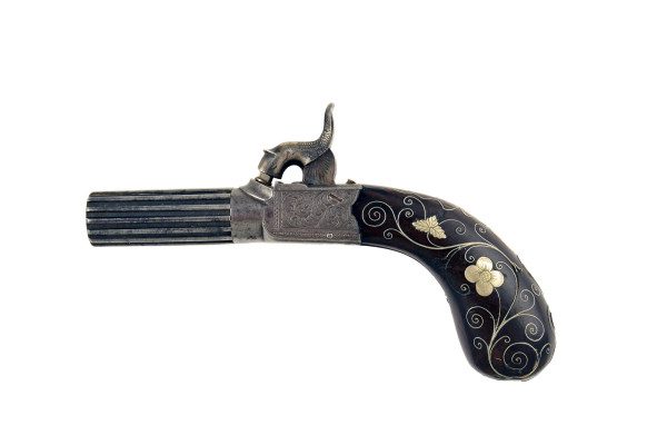 A Silver Inlaid Pocket Pistol - Image 2