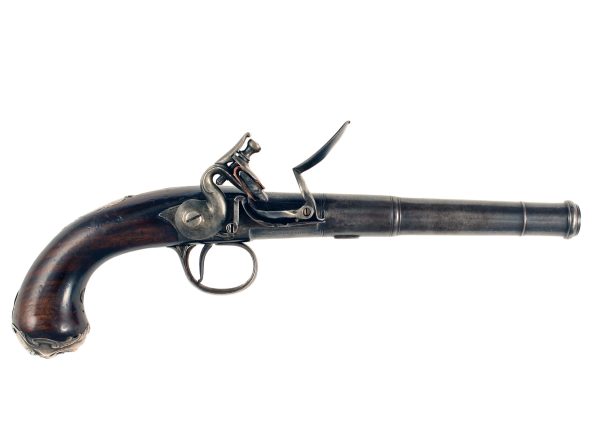 A Flintlock Queen Anne Pistol by Griffin