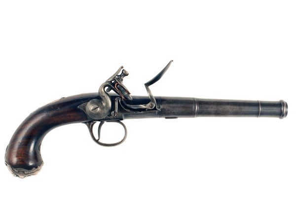 A Flintlock Queen Anne Pistol by Griffin