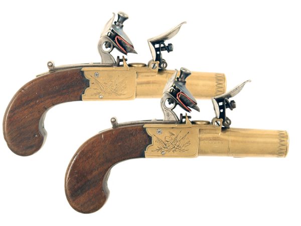 A Pair of Brass Framed Pocket Pistols
