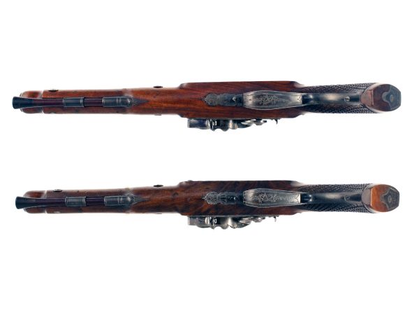 A Scarce Pair of Flintlock Officers Pistols by Prosser. - Image 4