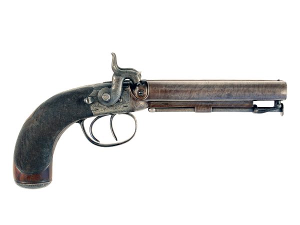 A Double Barrelled Percussion Pistol by Parker