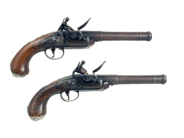 A Pair of Flintlock Queen Anne Pistols