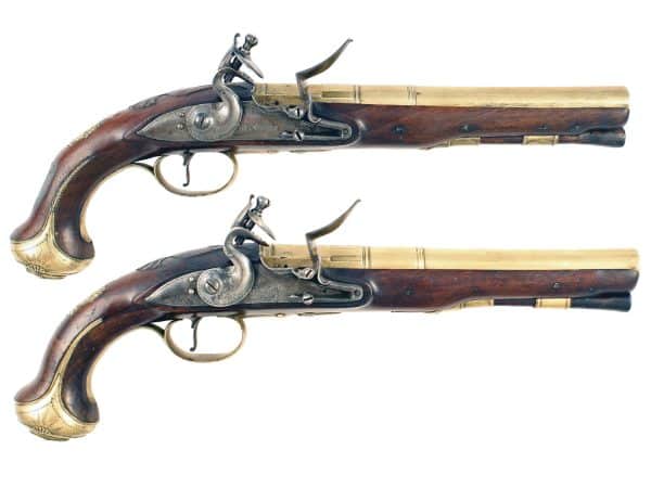 A Pair of Brass Barrelled Holster Pistols