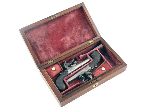 A Cased Pair of Pocket Pistols by H. Nock - Image 2