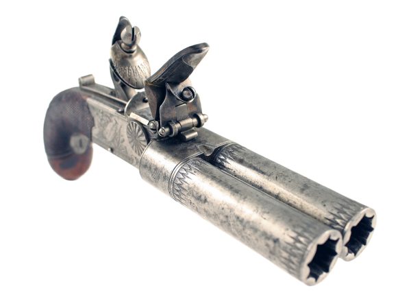 A Double Barrel Flintlock Pistol by Wilkins of Grantham - Image 2