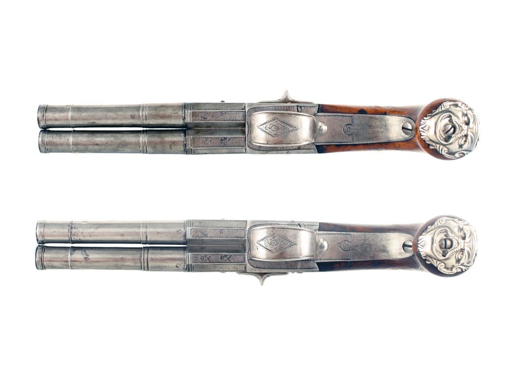 A Pair of Double Barrel Box-Lock Pistols by Barbar of London. - Image 2