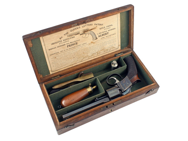 A Stunning 36 Bore Westley Richards Patent Self-Cocking Revolver, Serial Number 319 for 1857.