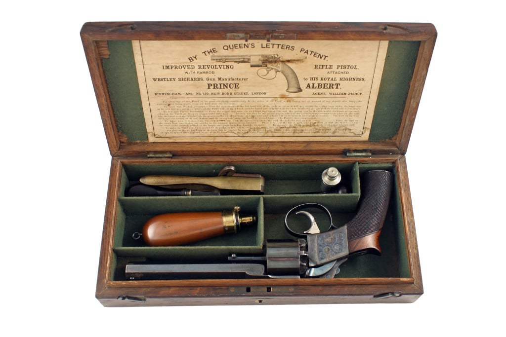 A Stunning 36 Bore Westley Richards Patent Self-Cocking Revolver, Serial Number 319 for 1857. - Image 2