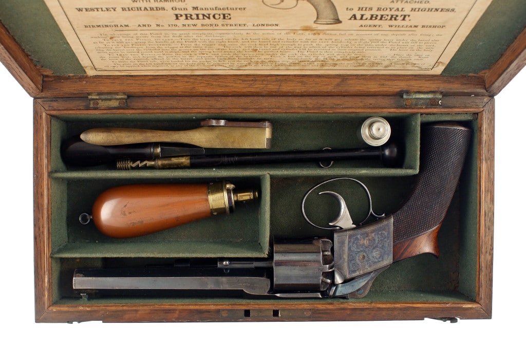A Stunning 36 Bore Westley Richards Patent Self-Cocking Revolver, Serial Number 319 for 1857. - Image 3