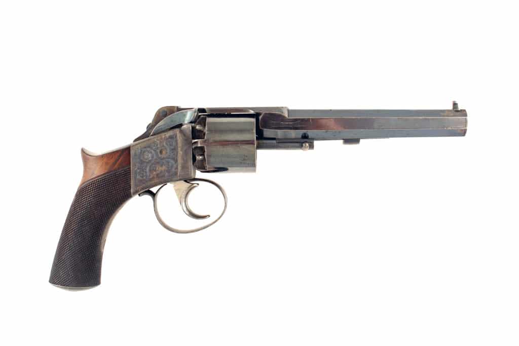 A Stunning 36 Bore Westley Richards Patent Self-Cocking Revolver, Serial Number 319 for 1857. - Image 5
