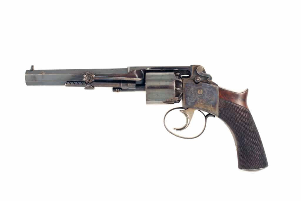 A Stunning 36 Bore Westley Richards Patent Self-Cocking Revolver, Serial Number 319 for 1857. - Image 4