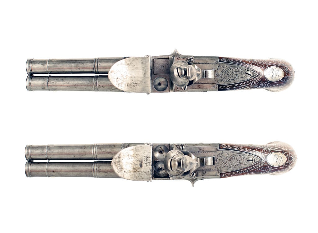 A Pair of Double Barrel Box-Lock Pistols by Barbar of London. - Image 3