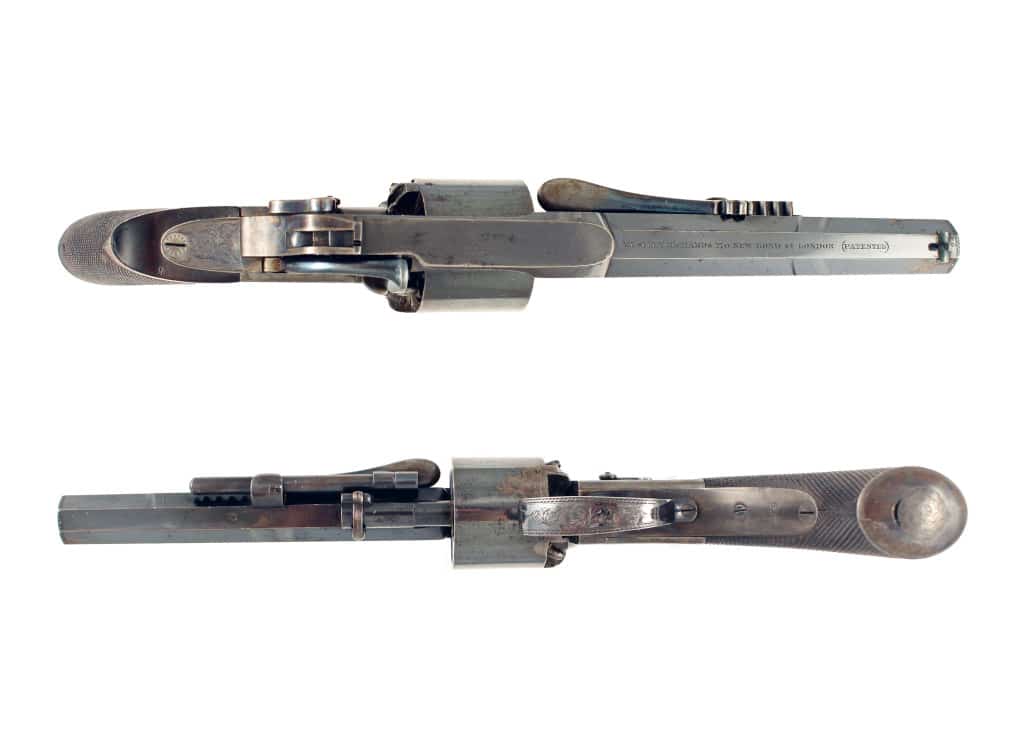 A Stunning 36 Bore Westley Richards Patent Self-Cocking Revolver, Serial Number 319 for 1857. - Image 7