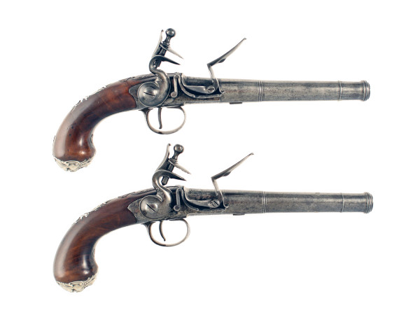 A Pair of Flintlock Queen Anne Pistols by Collumbell of London.