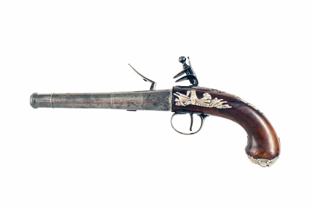A Pair of Flintlock Queen Anne Pistols by Collumbell of London. - Image 4