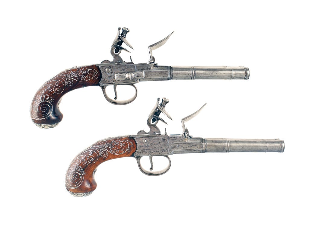 A Pair of Double Barrel Box-Lock Pistols by Barbar of London. - Image 4