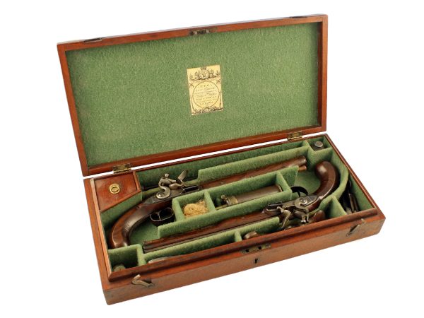 A Pair of Flintlock Duelling Pistols by D. Egg