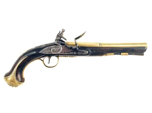 A Brass Barrelled Flintlock Holster Pistol