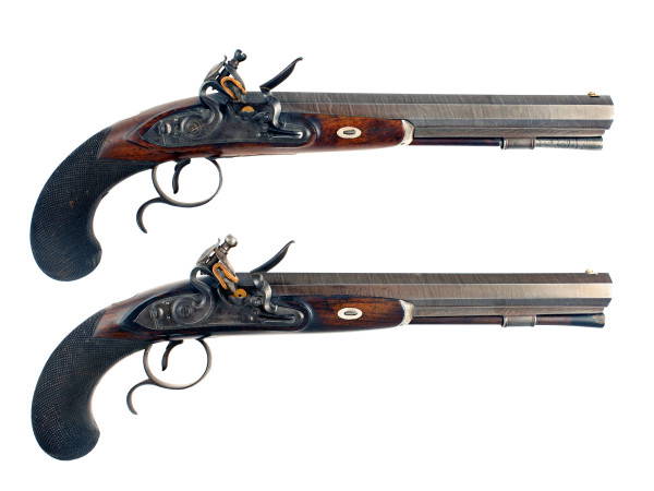 A Pair of Flintlock Duelling Pistols by Jover