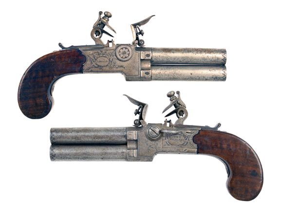 A Sleepy Pair of Tap Action Pistols by Richards