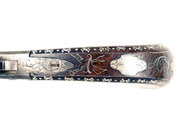 A Silver Inlaid Tap Action Pistol. - Image 5