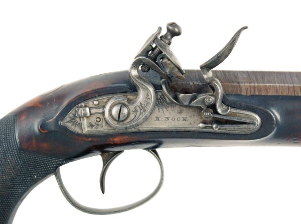 A Flintlock Officers Pistol by H. Nock - Image 3