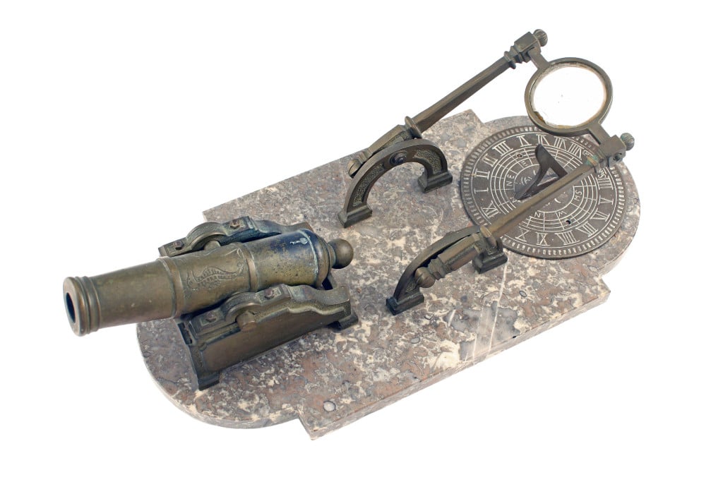 A Brass and Marble Sundial or Noon Day Gun, French 19th Century. - Image 2