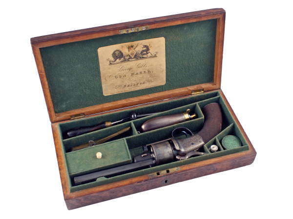 A Fine Cased Transitional Revolver by Gibbs of Bristol.