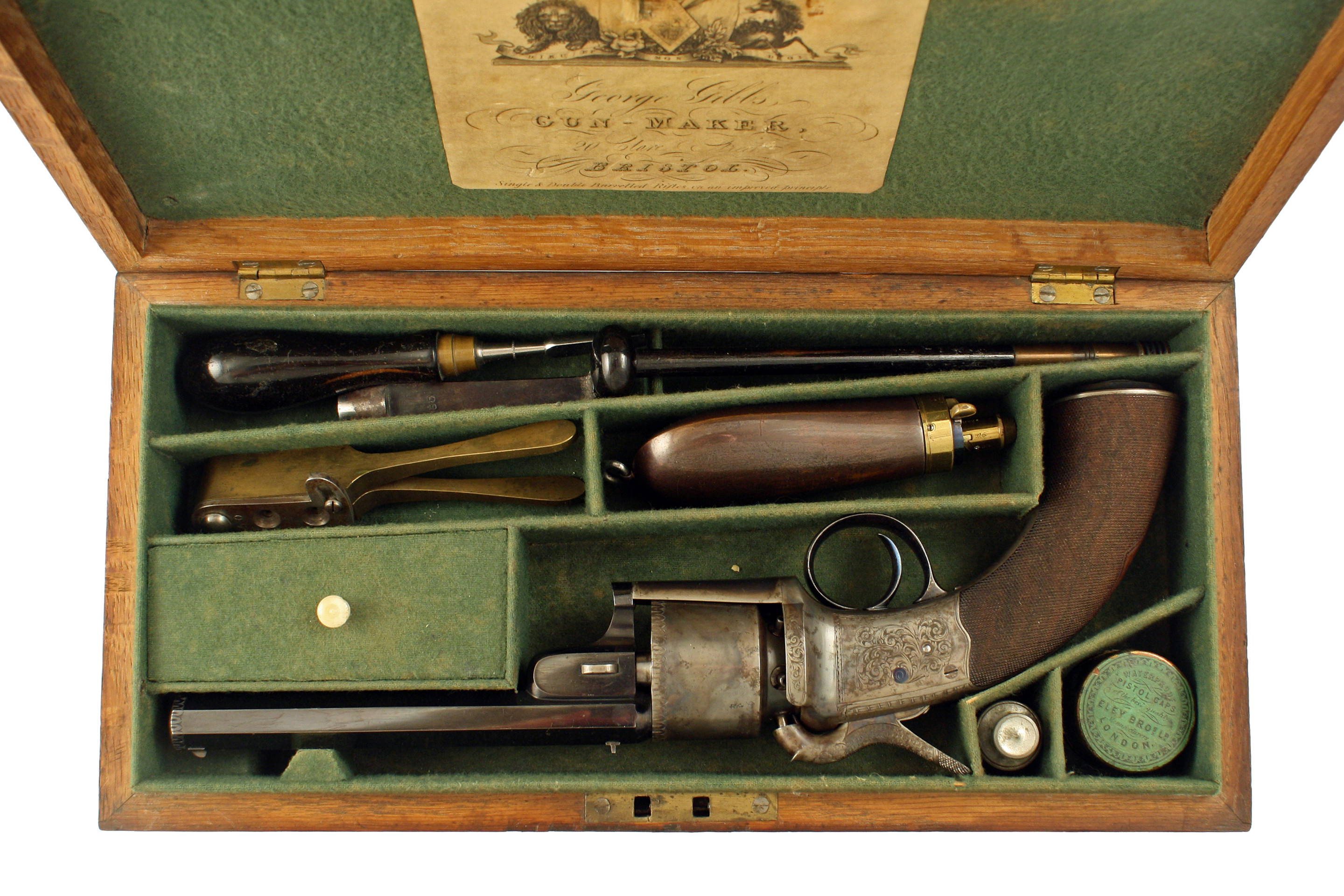A Fine Cased Transitional Revolver by Gibbs of Bristol. - Image 6