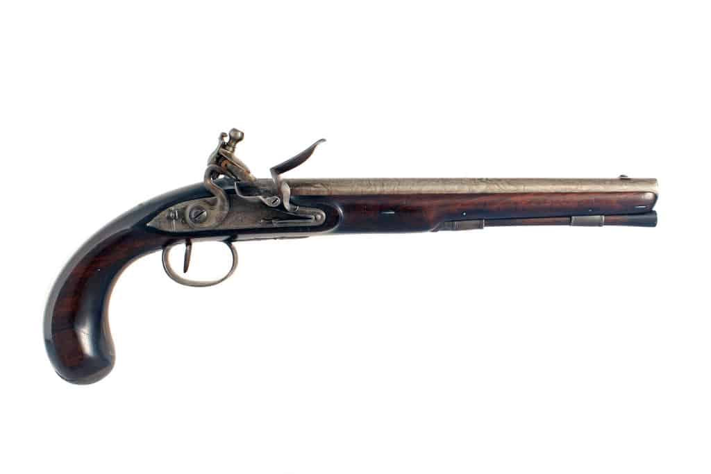 A 40 Bore Flintlock Duelling Pistol by Wogdon of London.