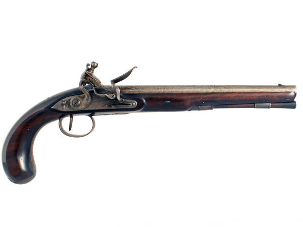 A 40 Bore Flintlock Duelling Pistol by Wogdon of London.