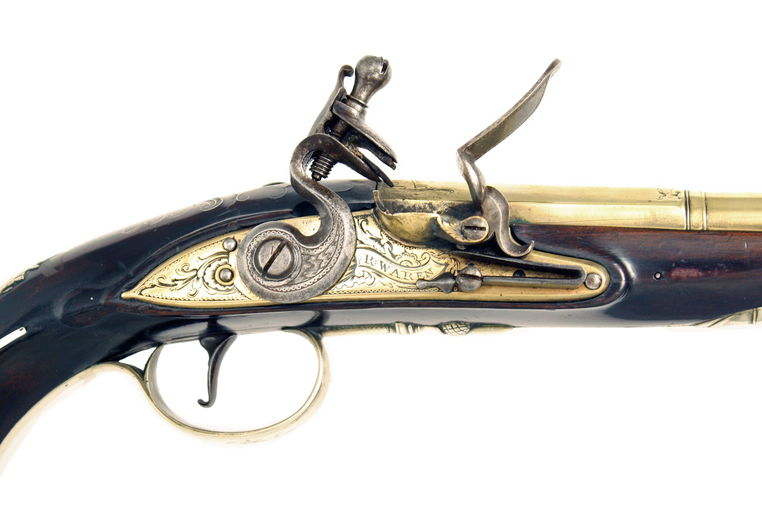 A Flintlock Holster Pistol by R. Waren. - Image 2
