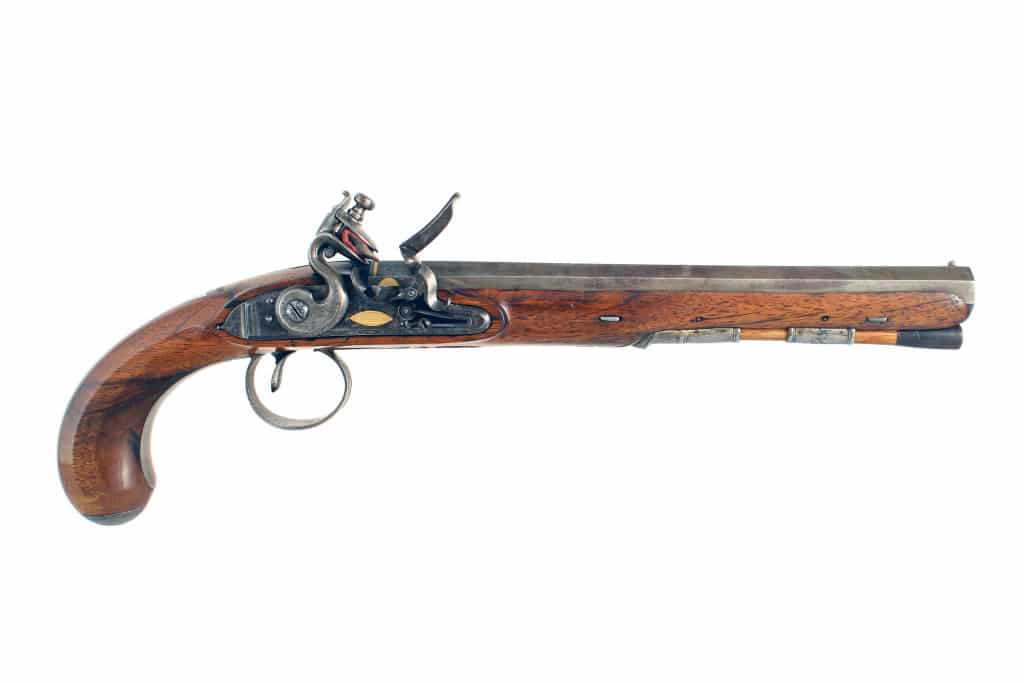 A Flintlock Duelling Pistol by Hutchinson of Dublin.