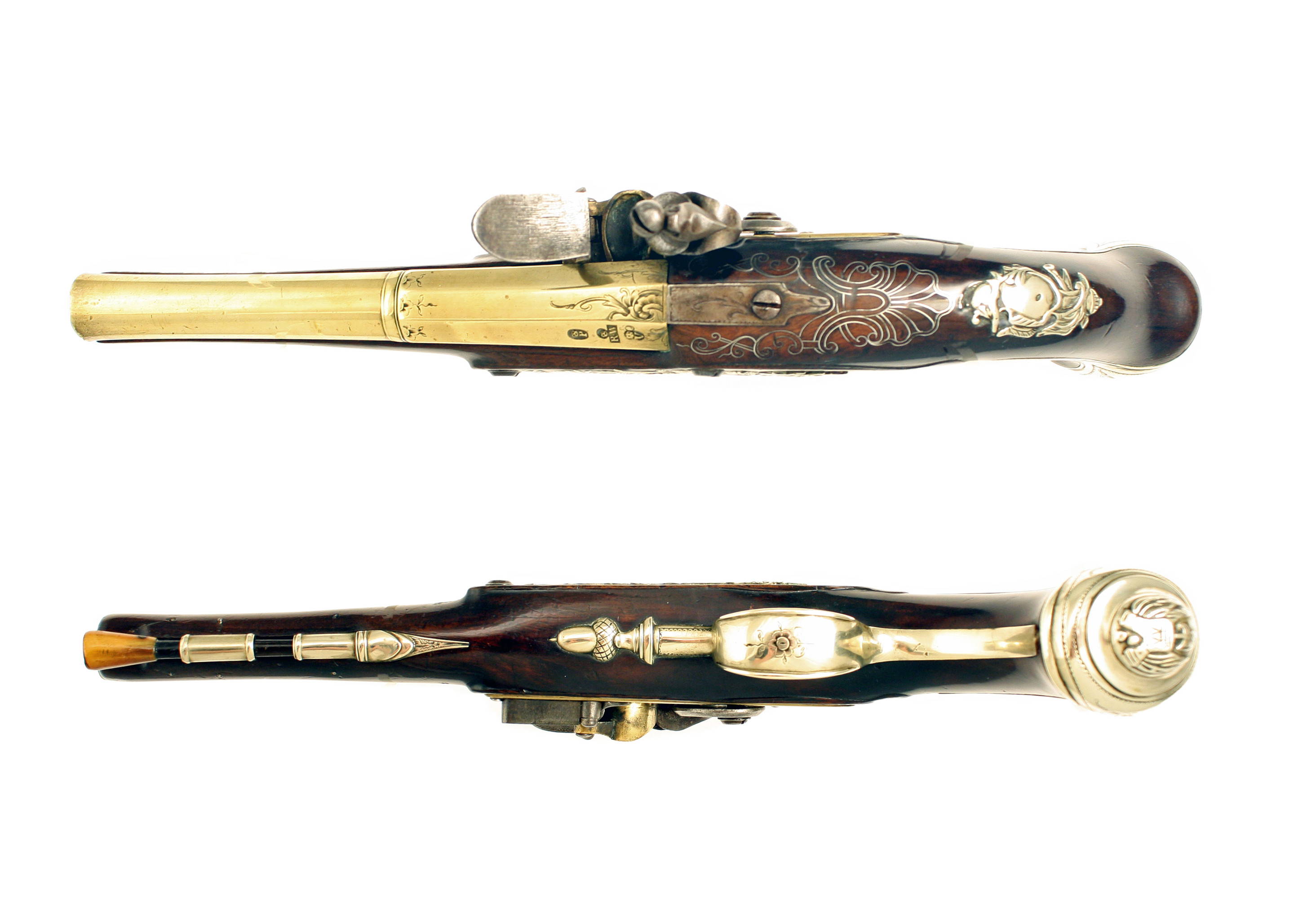 A Flintlock Holster Pistol by R. Waren. - Image 3