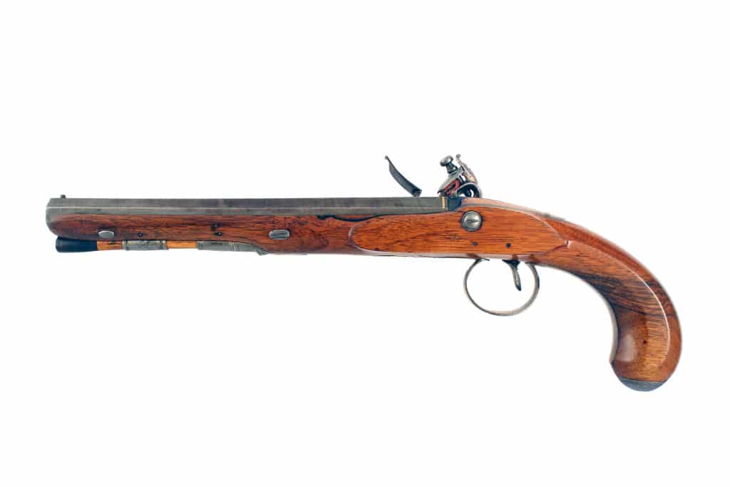 A Flintlock Duelling Pistol by Hutchinson of Dublin. - Image 4