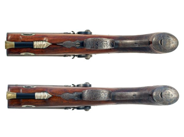 A Super Pair of Double Barrel Howdah Pistols by Braddell of Belfast. - Image 2
