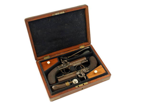 A Mint Cased Pair of Percussion Belt Pistols by Mortimer