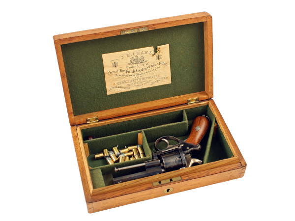 A Fine Cased Pin-Fire Revolver retailed by J. H. Crane of London.