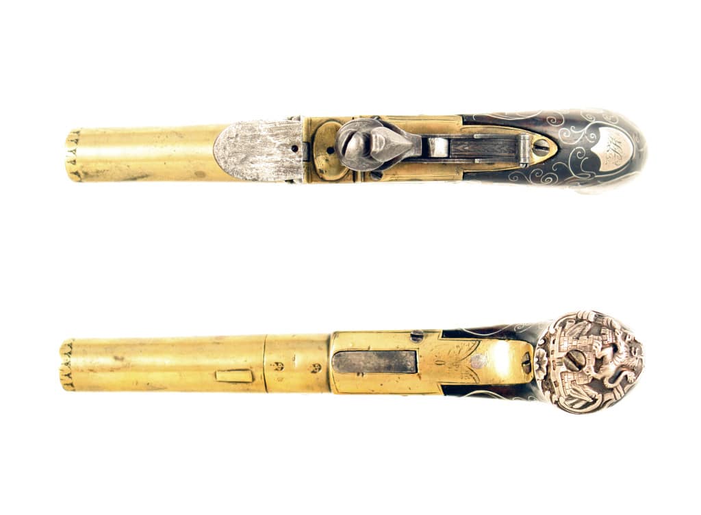 A Silver inlaid Flintlock Pocket Pistol. - Image 2