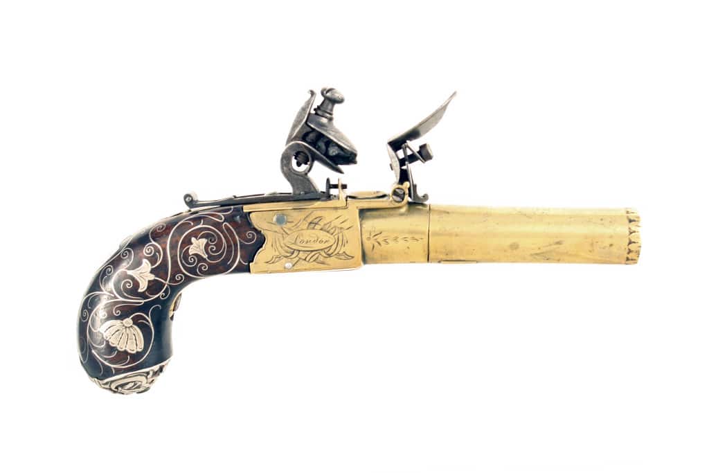 A Silver inlaid Flintlock Pocket Pistol. - Image 3