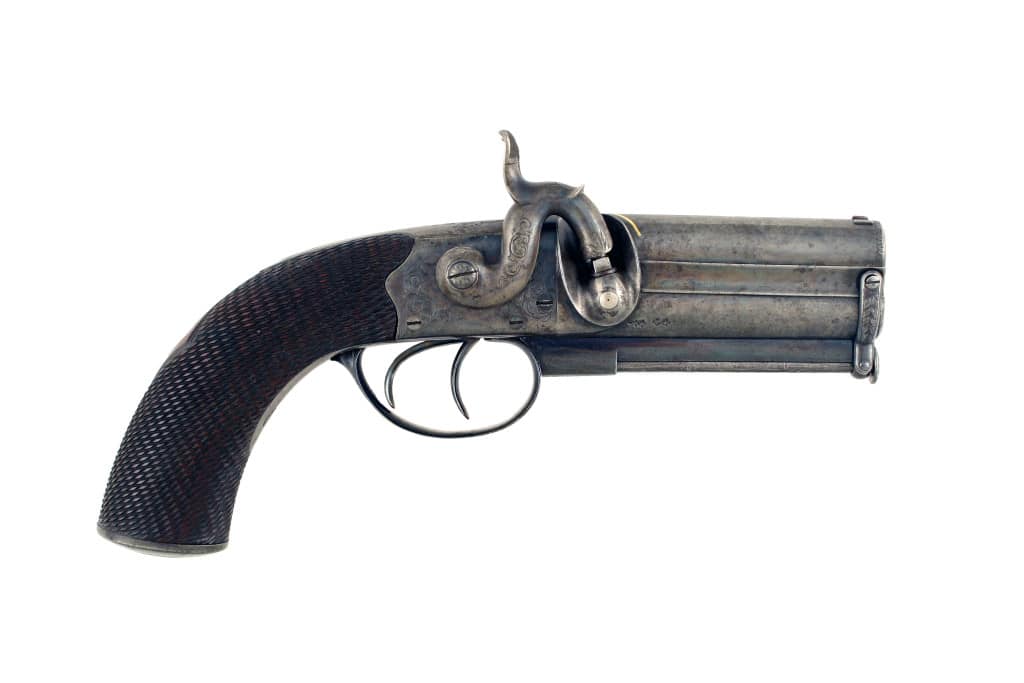 A Superb Cased Over and Under Pistol by Blissett of London. - Image 4