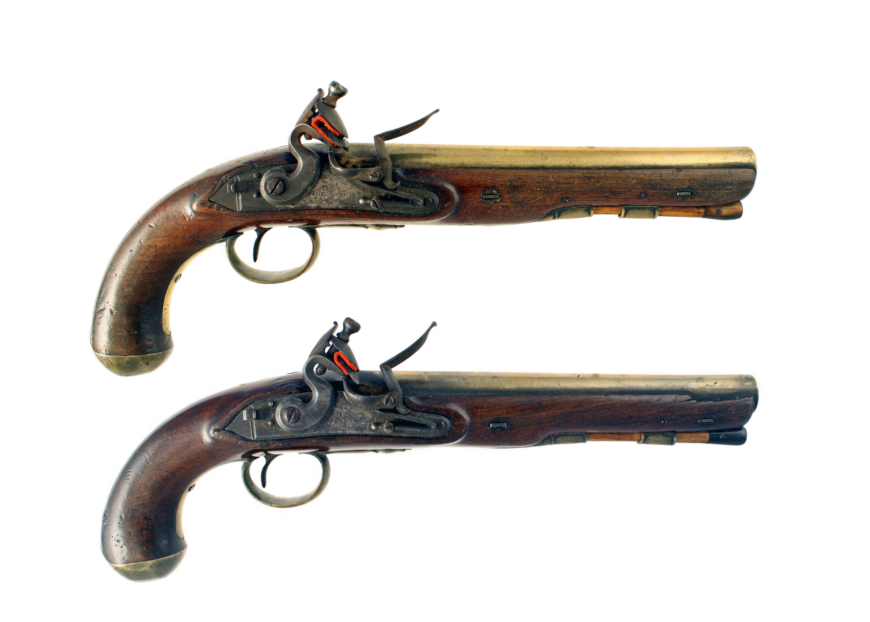 An Incredibly Rare Pair of Mail Coach Pistols by H.W. Mortimer No. 287.