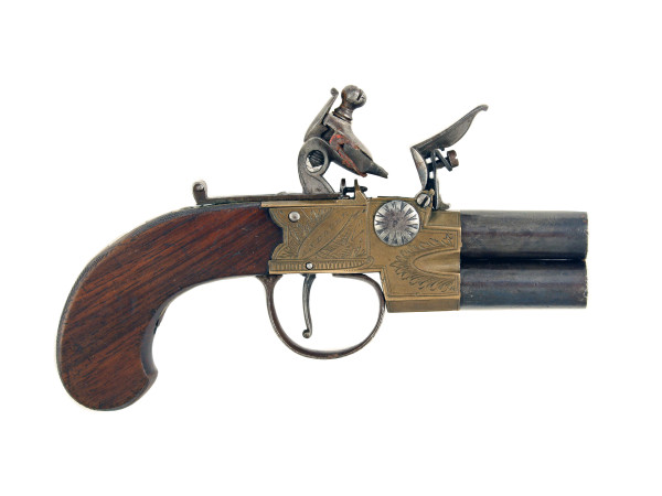 A Bronze Framed Tap Action Pistol by Barnes of Andover.
