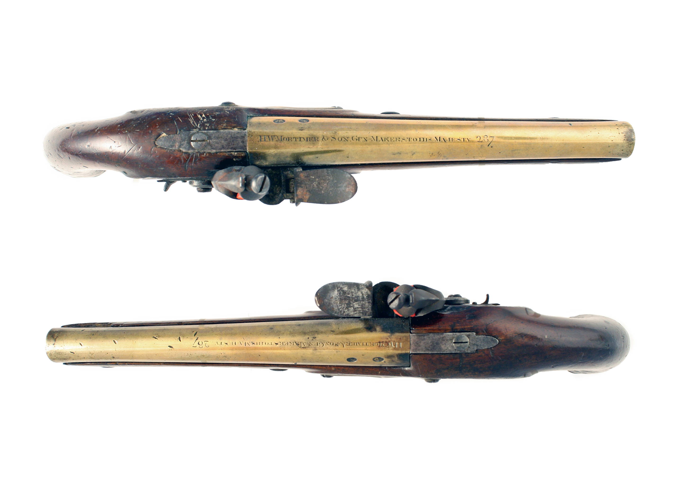 An Incredibly Rare Pair of Mail Coach Pistols by H.W. Mortimer No. 287. - Image 5